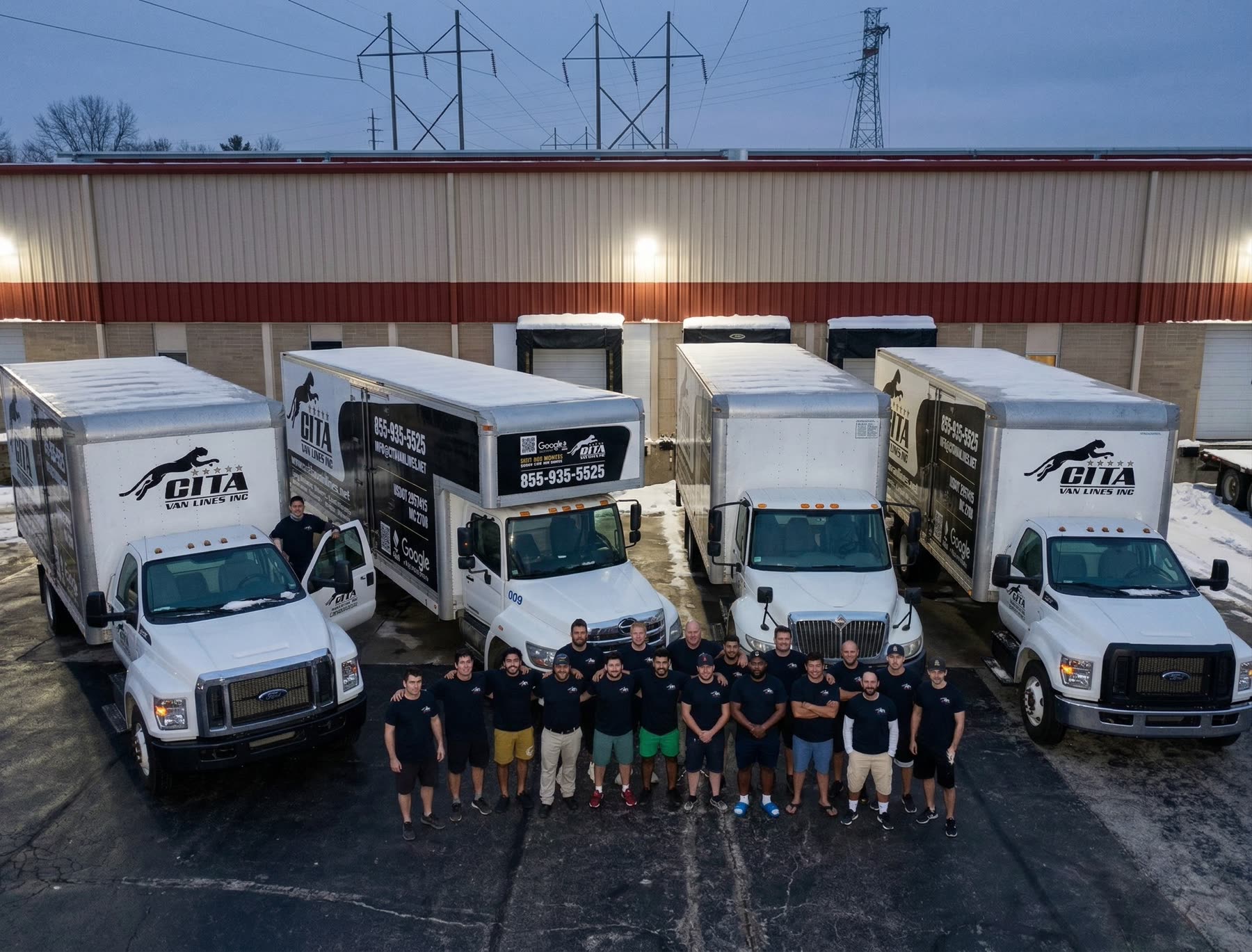 Cita Van Lines team and fleet at headquarters