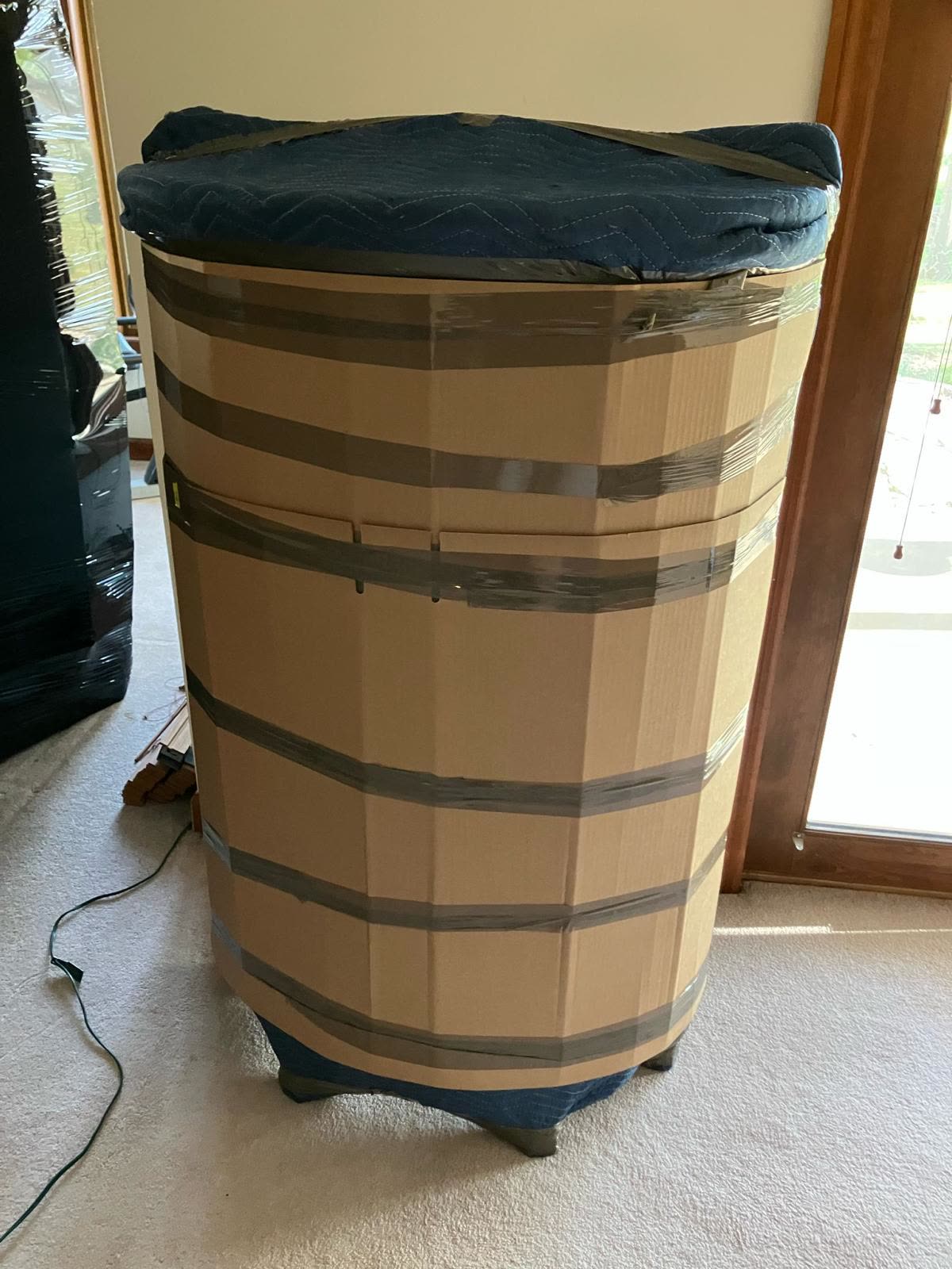 Cylindrical item carefully wrapped